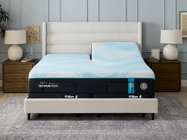 A TEMPUR-LuxeBreeze Split Head Mattress in a Styled Room