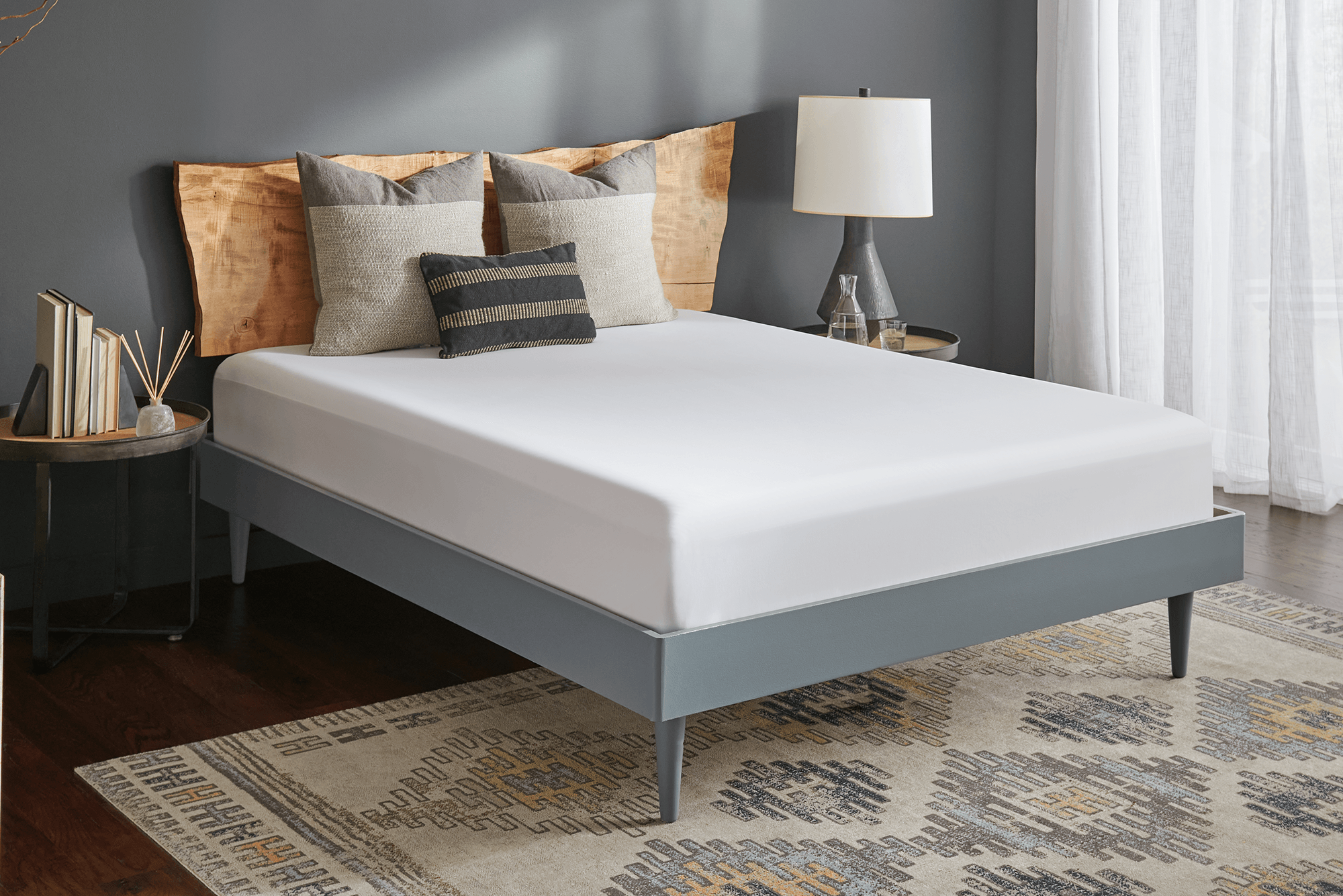 dressed bed with mattress protector