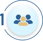 Step one icon with icon of people