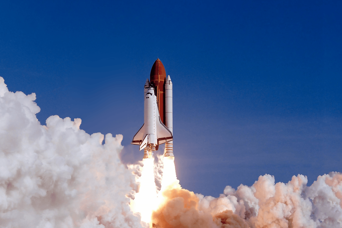 rocket taking off into space
