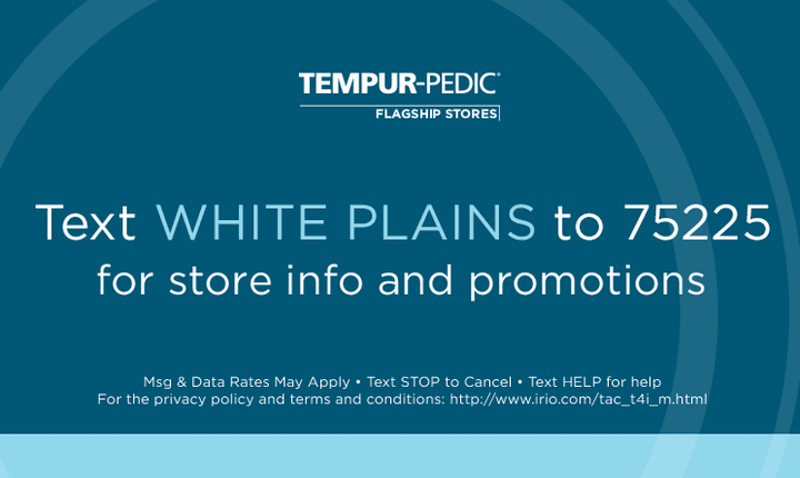 Text "White Plains" to 75225 for a private shopping appointment and store info; message and data rates may apply; text stop to cancel or text help for help; for privacy policy and terms and conditions visit https://www.irio.com/tac_t4i_m.html