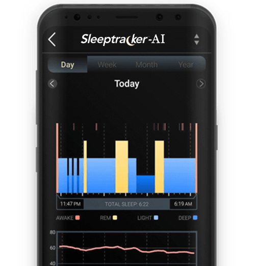 A smart phone showing a sleep insights graph on the sleeptracker app